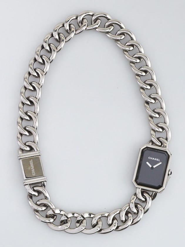 Chanel Stainless Steel Chain and Black Dial Double Tour Premiere Quartz Watch 