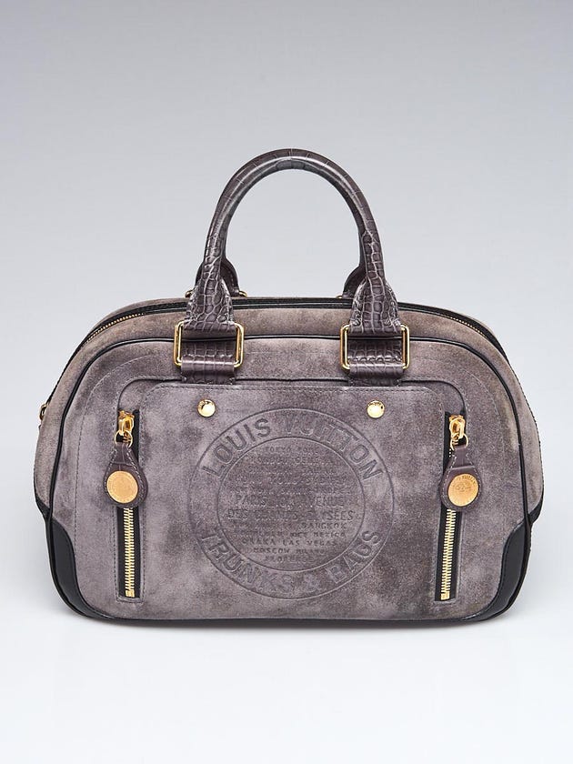 Louis Vuitton Limited Edition Grey Suede Havane Stamped Trunk GM Bag