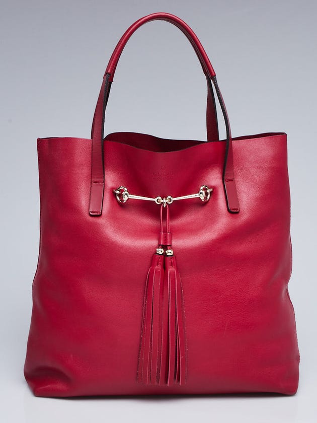 Gucci Red Leather Small Park Avenue Horsebit Tote Bag