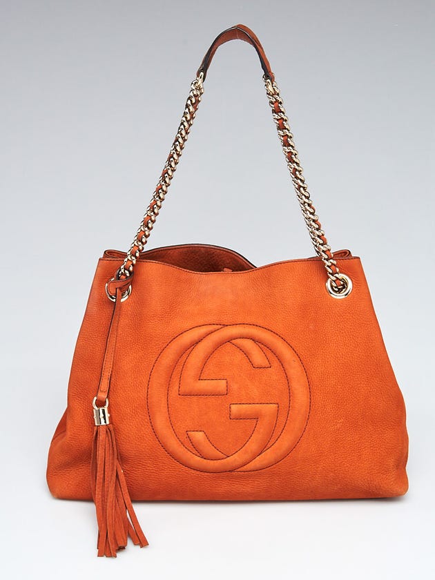 Gucci Orange Nubuck Leather Soho Chain Tote Bag