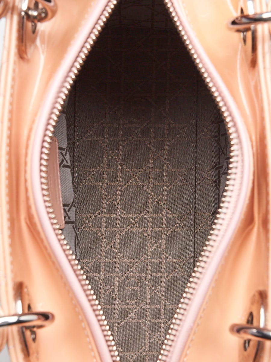 Christian Dior Peach Cannage Quilted Patent Leather Medium Christian Dior Peach Cannage Quilted Patent Leather Medium