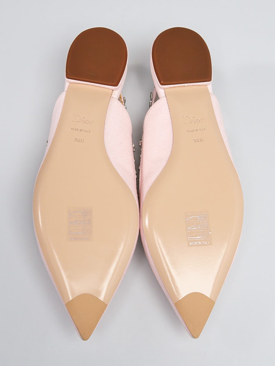 Christian Dior Rose Quartz Denim Slingback Garland Flats Christian Dior Rose Quartz Denim Slingback Garland Flats