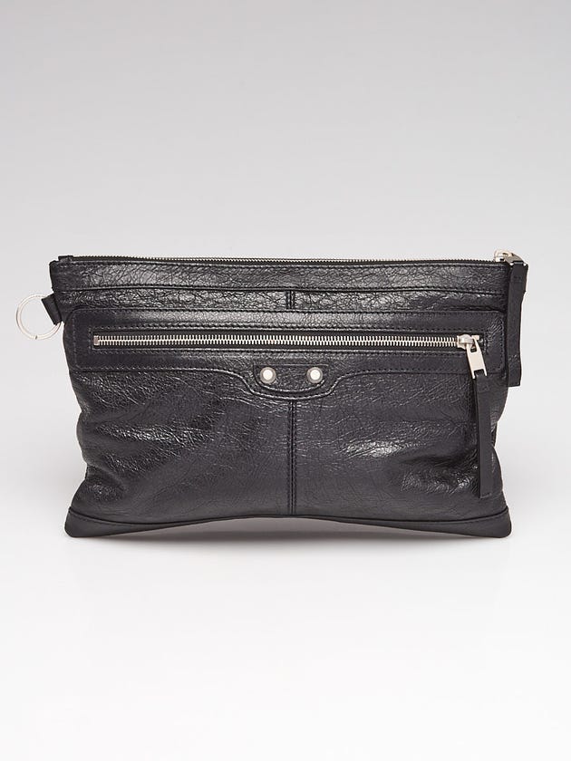 Balenciaga Black Lambskin Leather Classic Clip Clutch Bag