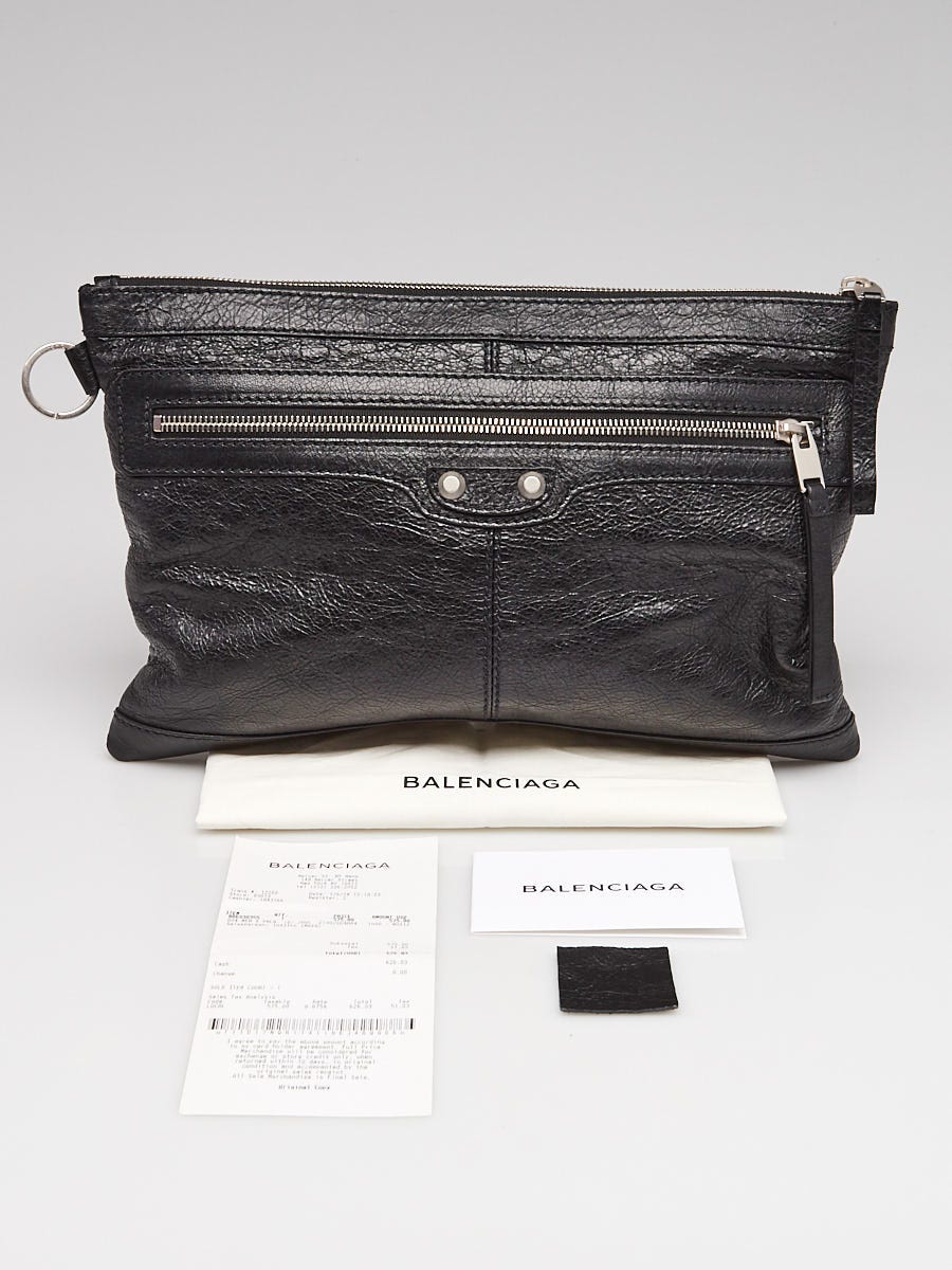 Balenciaga Black Lambskin Leather Classic Clip Clutch Bag Balenciaga Black Lambskin Leather Classic Clip Clutch Bag