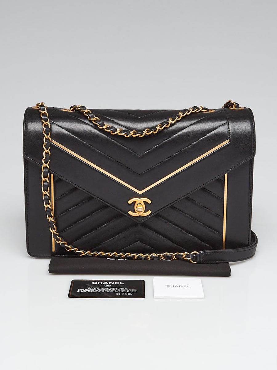 Chanel Vintage Envelope Flap Bag Chevron Lambskin Medium