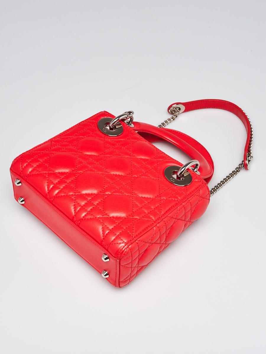 Christian Dior Red Cannage Quilted Lambskin Leather Mini