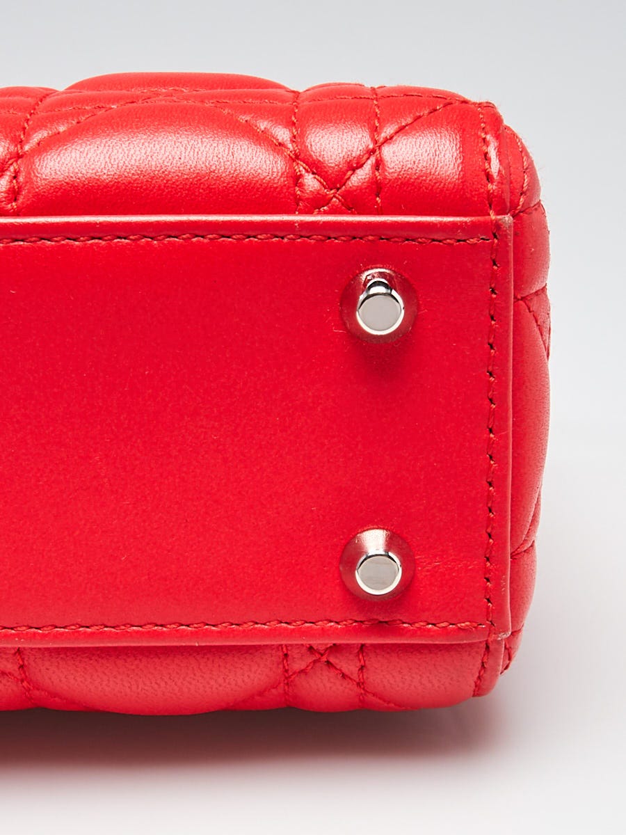【ヴィンテージ】RankS☆Dior Red Lady Mini Chain ハンドバック Christian Dior Red Cannage Quilted Lambskin Leather Mini