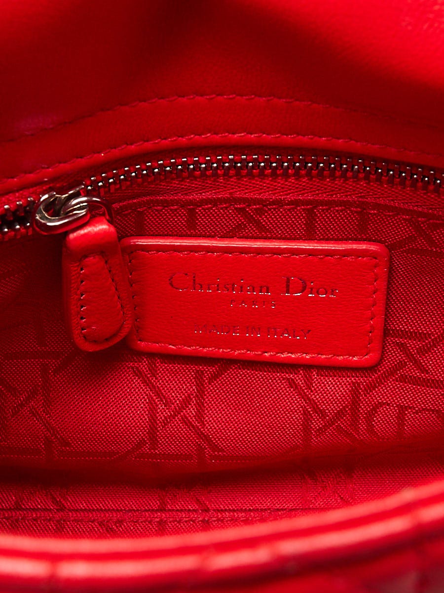 【ヴィンテージ】RankS☆Dior Red Lady Mini Chain ハンドバック Christian Dior Red Cannage Quilted Lambskin Leather Mini