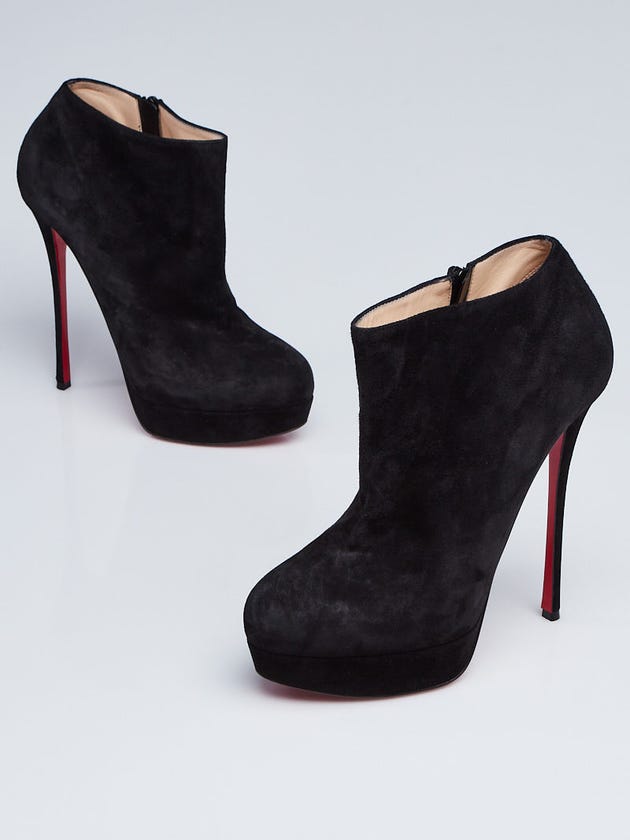 Christian Louboutin Black Suede Dirdibootie 150 Platform Ankle Boots Size 9.5/40