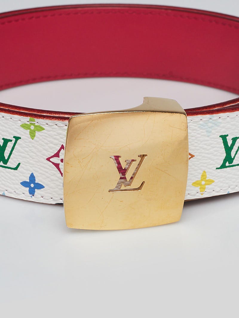 white and red louis vuittons belt