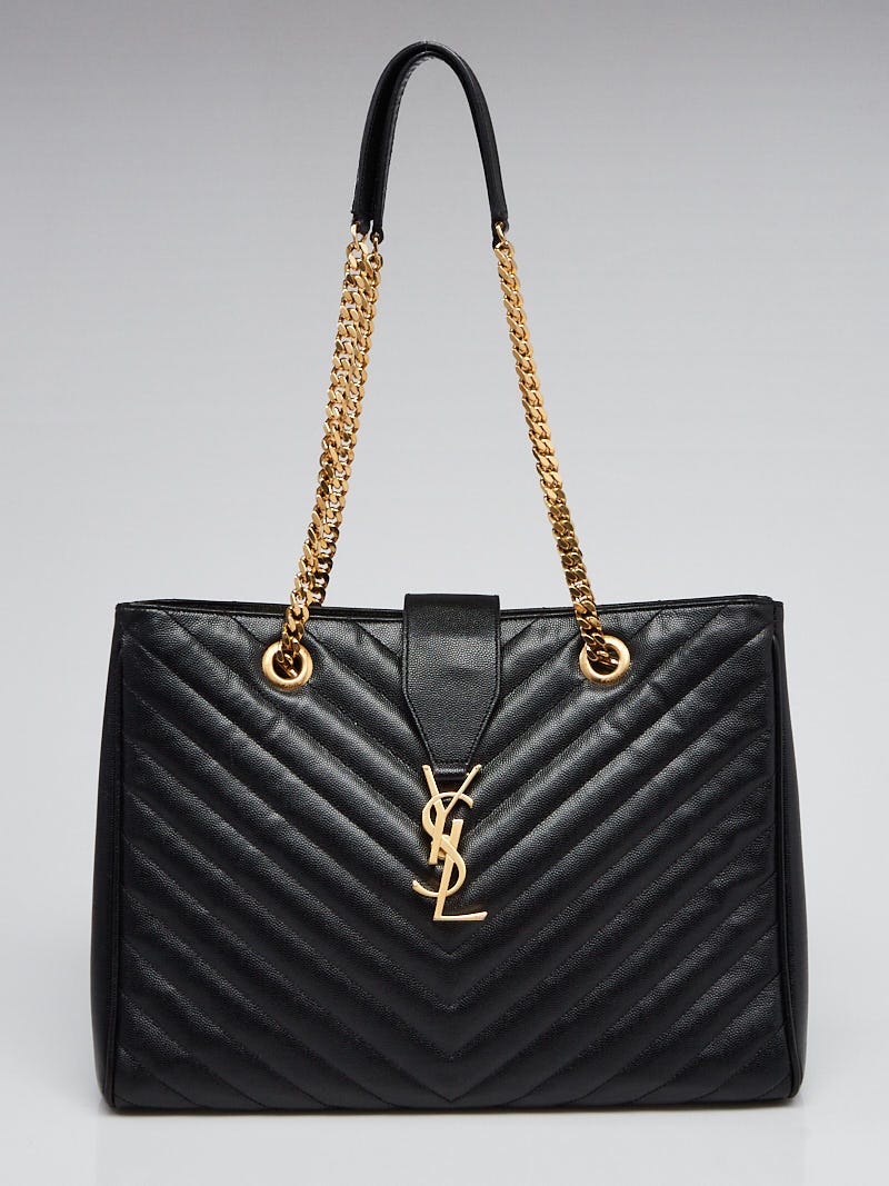 Saint Laurent Envelope Bag Medium Matelasse Leather Noir in Calfskin  Leather with Gold-tone - GB