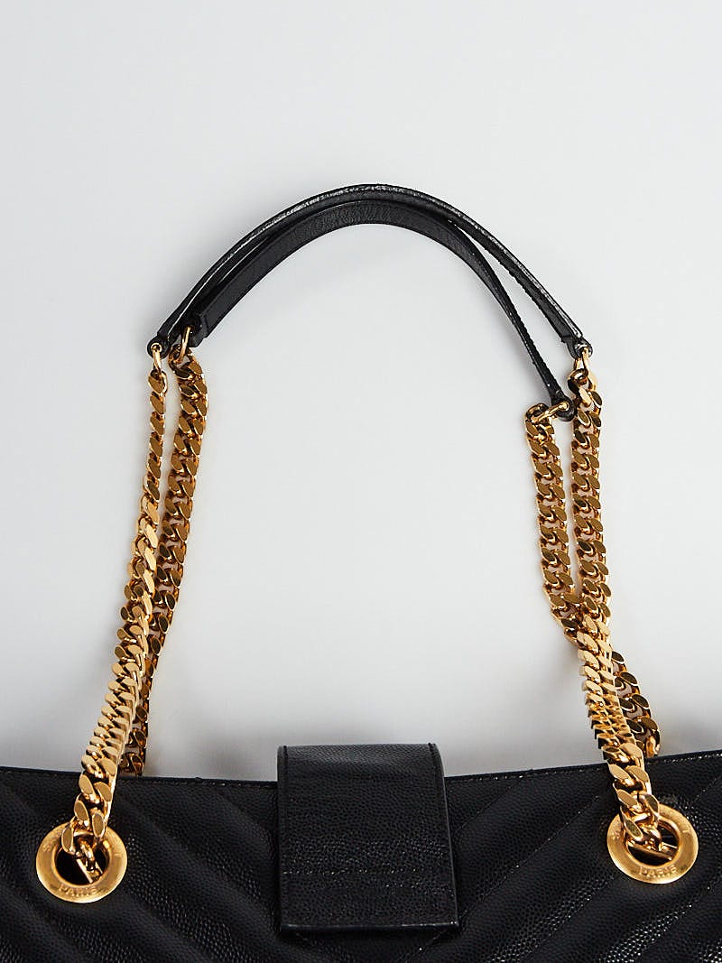 Chanel Black Chevron Quilted Leather Gabrielle Chain Shopping Tote