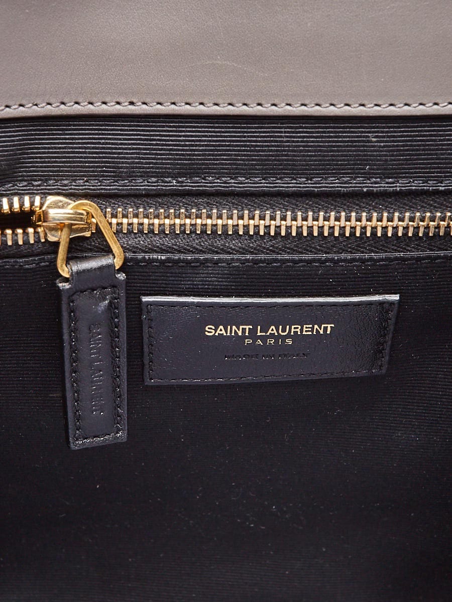 Yves Saint Laurent Grey Chevron Quilted Leather Large Monogram