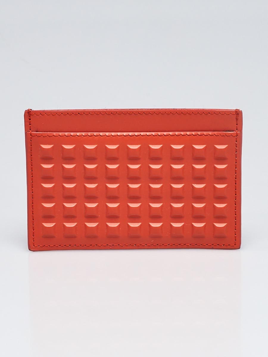 Balenciaga Orange Studded Leather Card Holder - Closet
