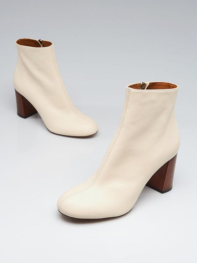 Chloe White Leather Harper Ankle Boot Size 9.5/40