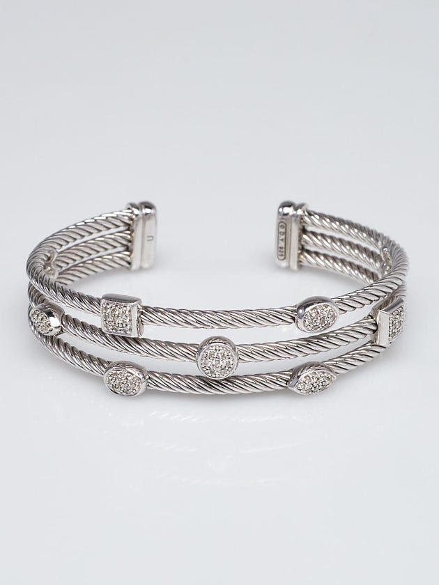 David Yurman Diamond Confetti Three-Row Cuff Bracelet