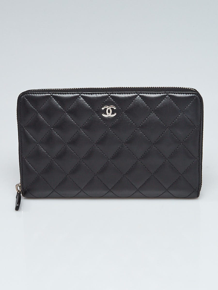 Chanel Black Quilted Lambskin Leather Zippy Organizer Wallet