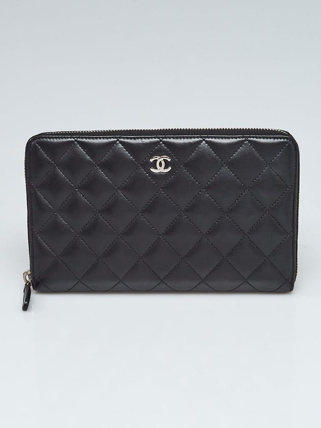 Chanel Black Quilted Lambskin Leather Zippy Organizer Wallet