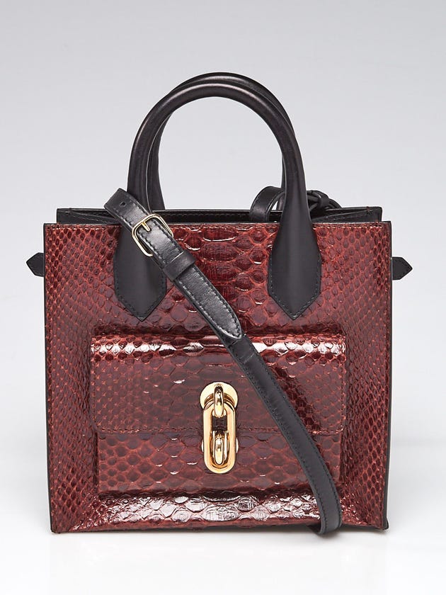 Balenciaga Brown/Black Python/Calfskin Leather Maillon Mini All-Afternoon Tote Bag