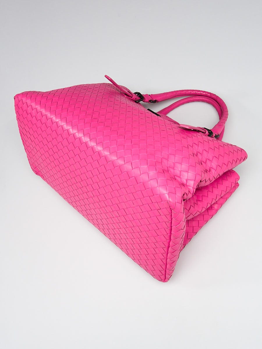 Bottega Veneta Shock Pink Intrecciato Woven Nappa Leather
