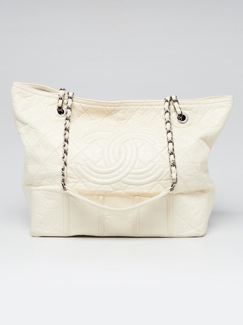 Chanel White Calfskin Leather Natural Beauty Tote Bag - Yoogi's Closet