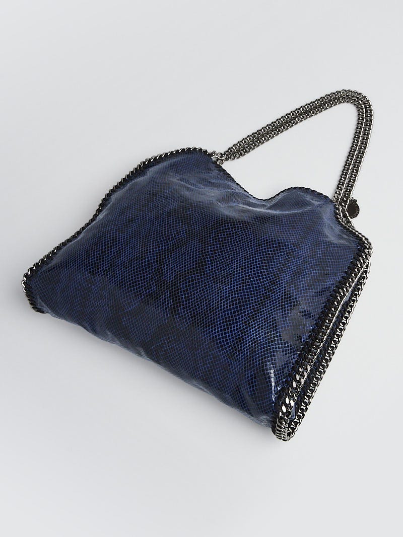 Stella McCartney Blue Faux Embossed Snakeskin Falabella Small Tote