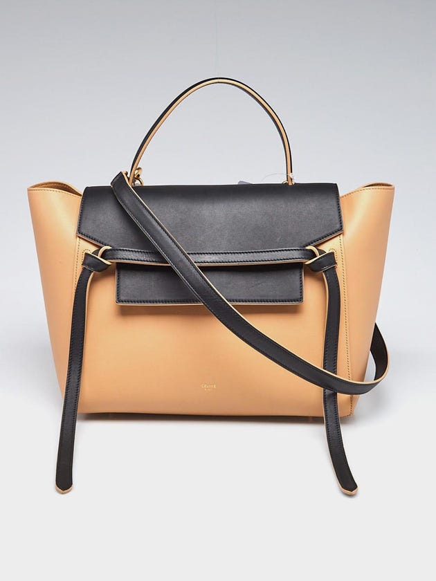 Celine Beige/Black Leather Smooth Leather Mini Belt Bag