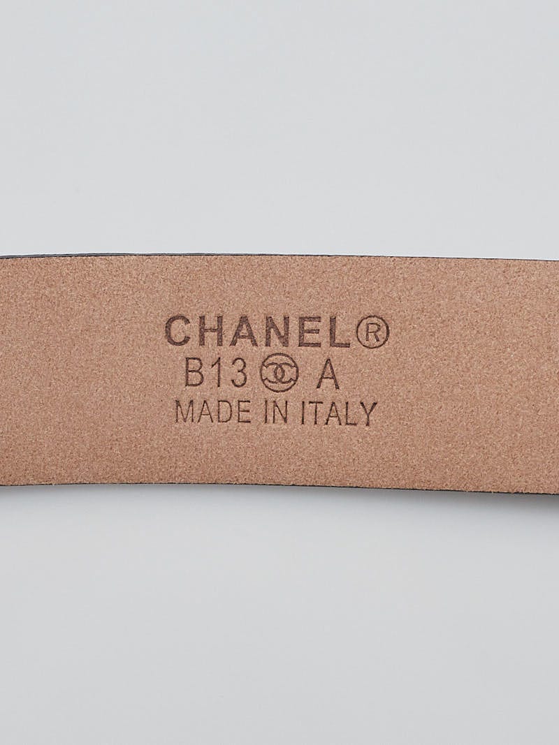 Chanel Black Smooth Leather Skinny CC Belt Size 85/34 | Yoogi's Closet