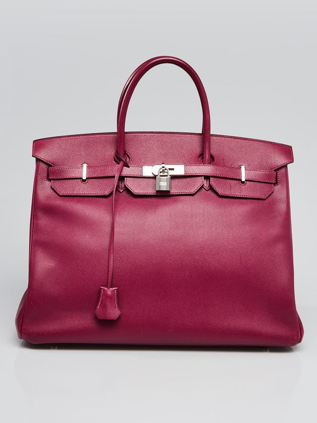 Hermes 40cm Tosca Epsom Leather Palladium Plated Birkin Bag