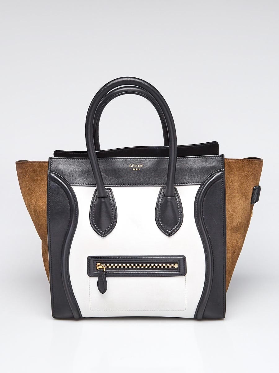 Celine Olive Tri Color Leather and Suede Mini Luggage Tote