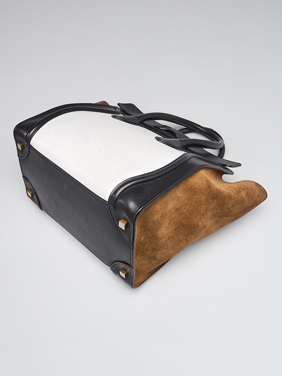 Celine Olive Tri-Color Leather and Suede Mini Luggage Tote