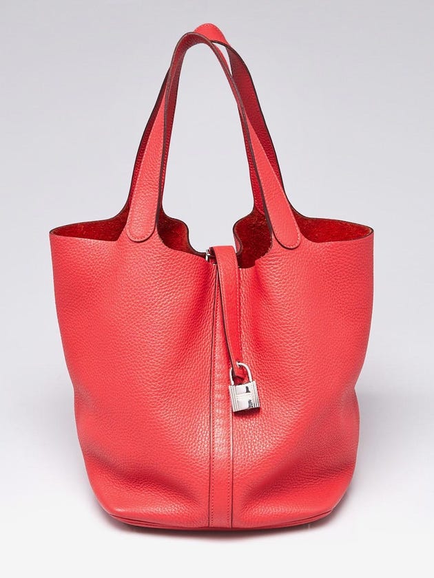 Hermes 26cm Rose Jaipur Clemence Leather Picotin Lock GM Bag