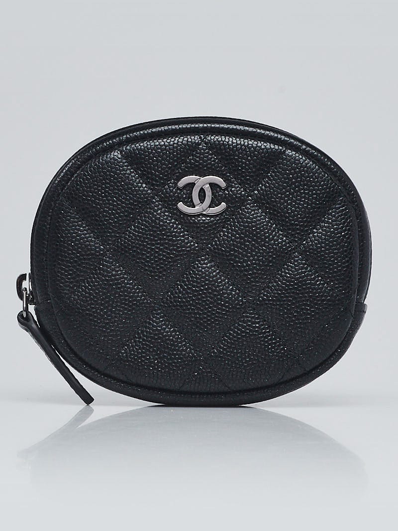 Chanel Black Quilted Iridescent Caviar Leather Zip Round Coin Purse -  Yoogi's Closet