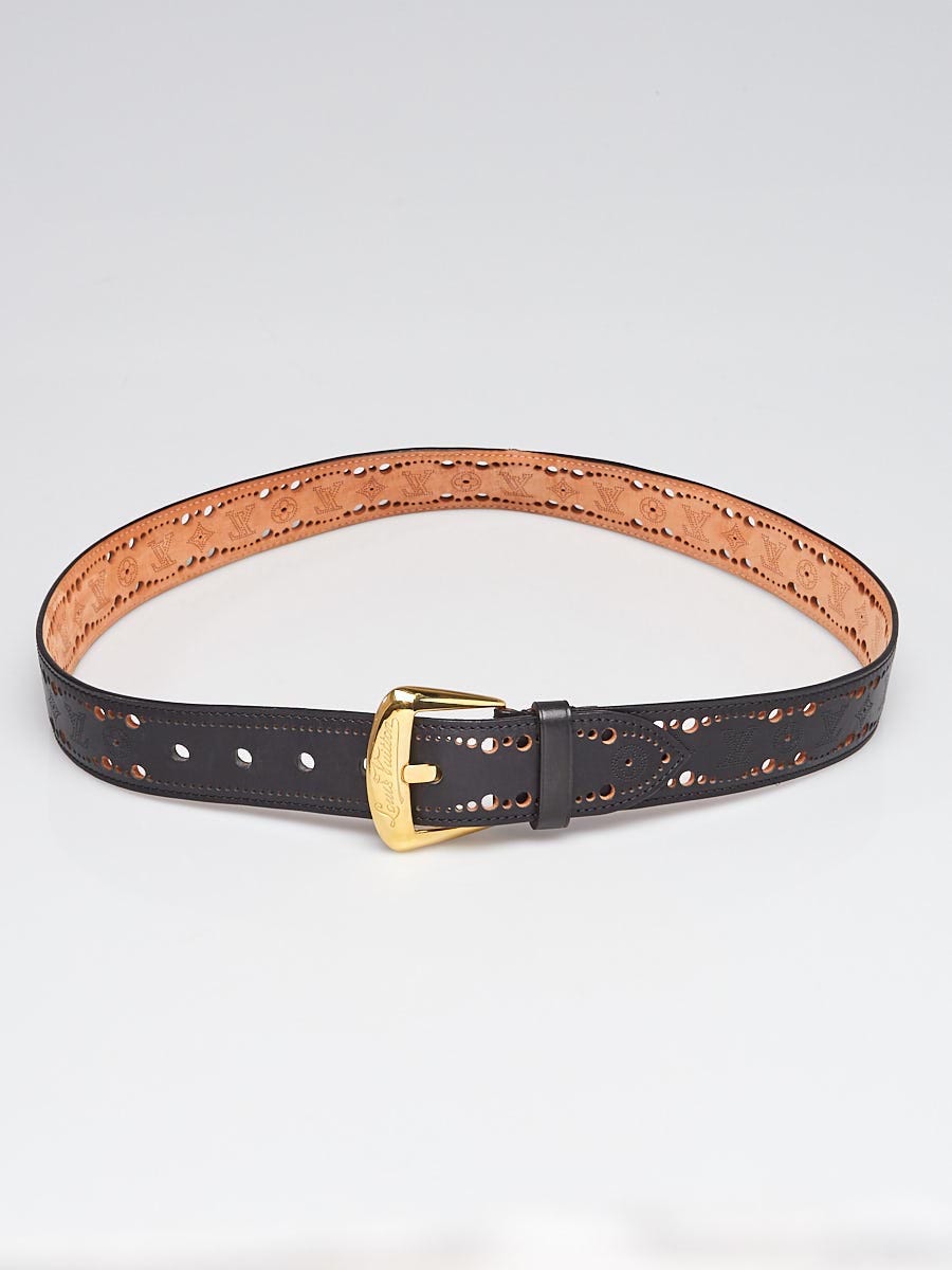 Louis Vuitton Black Perforated Monogram Mahina Leather Belt 95/38