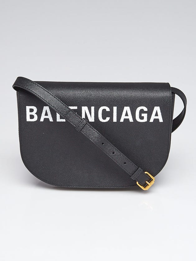 Balenciaga Black Grained Leather Ville Day Crossbody Flap Bag