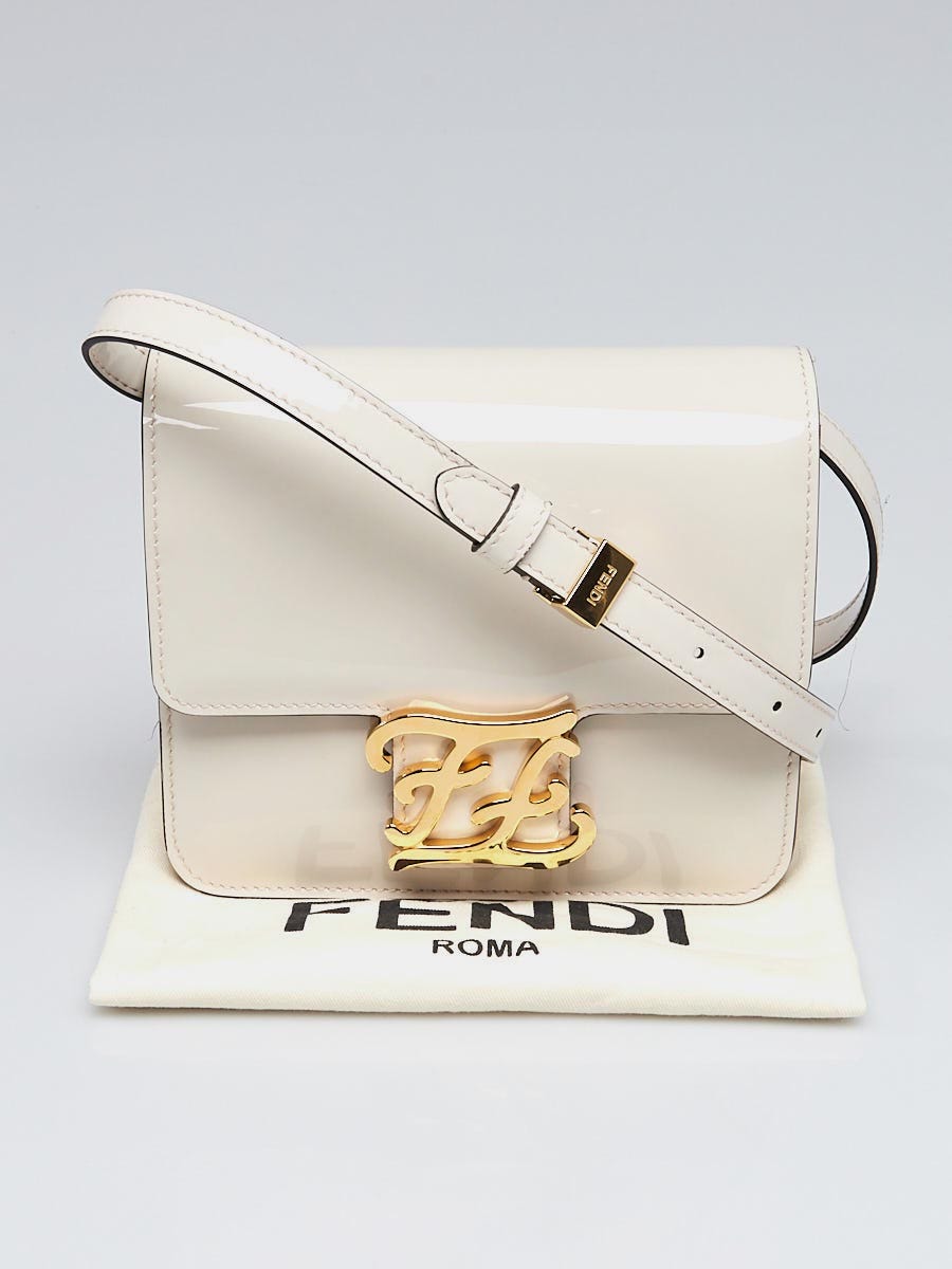 Fendi White Patent Leather Karligraphy Bag 8BT317 | Yoogi's Closet