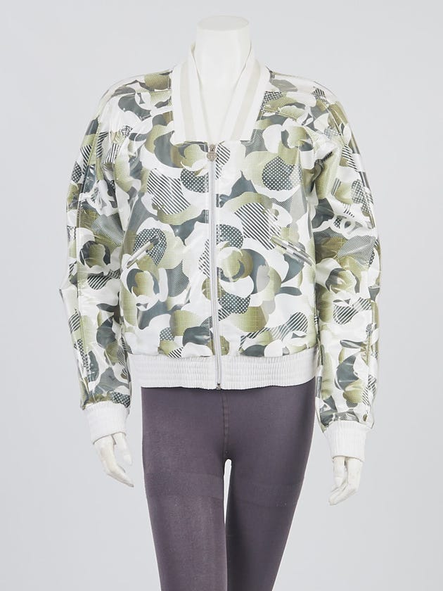 Chanel Dark Green/Kaki/White PVC Bomber Jacket Size 6/40