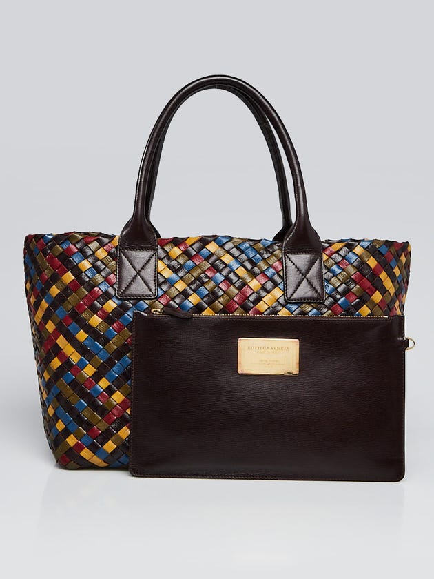 Bottega Veneta Limited Edition Multicolor Intrecciato Woven Nappa Leather Mini Cabat Tote Bag