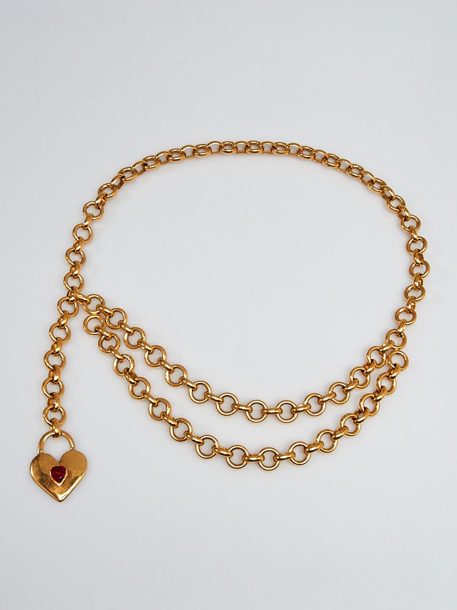 Chanel Goldtone Metal CC Heart Necklace - Yoogi's Closet
