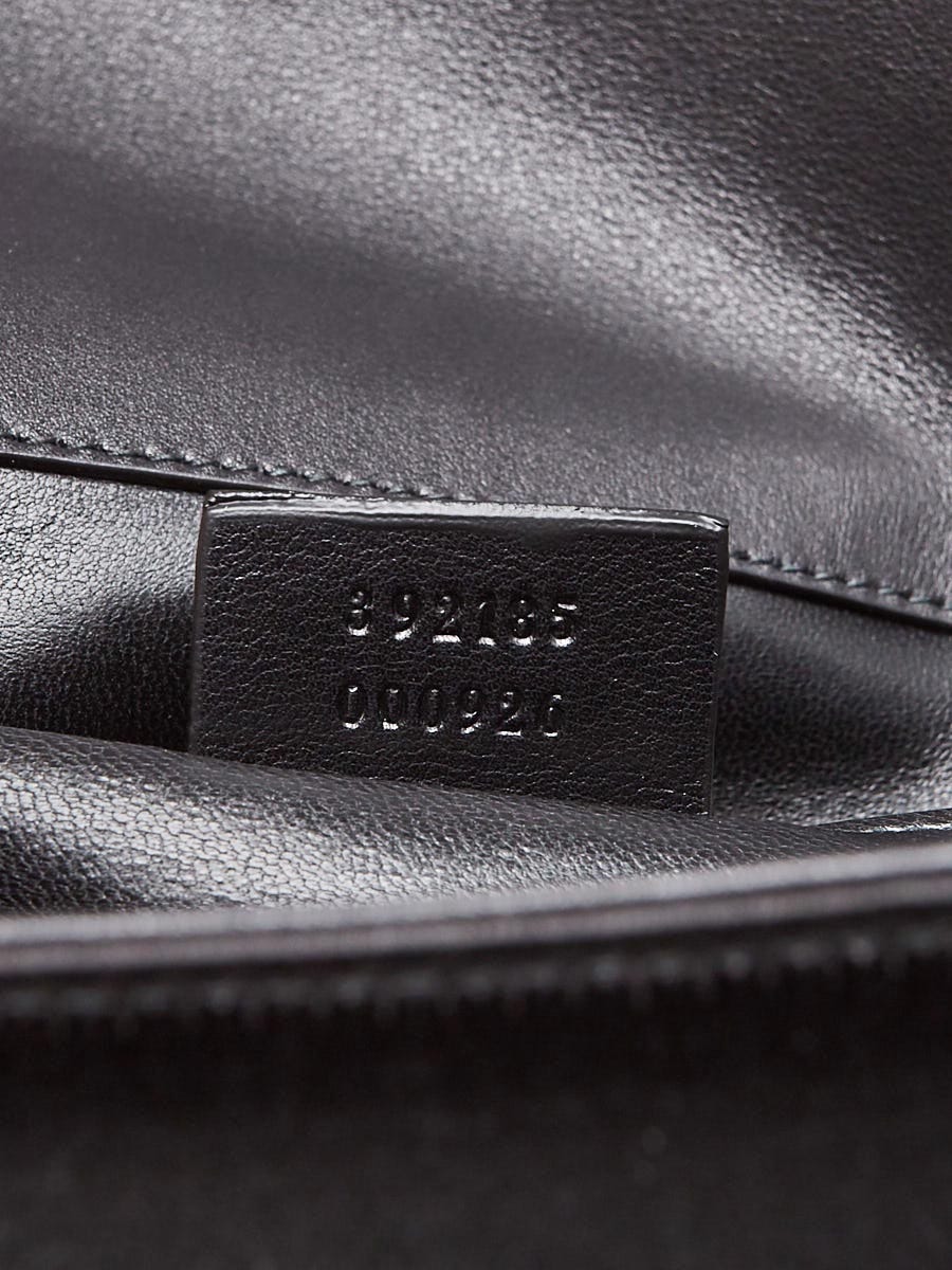 Gucci Black Satin Fabric Crystal Interlocking G Broadway Clutch