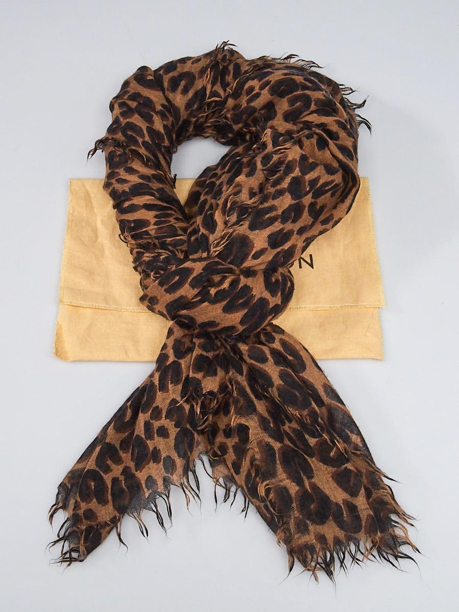 LOUIS VUITTON Brown Cashmere/Silk Blend Leopard Scarf - Jupiter