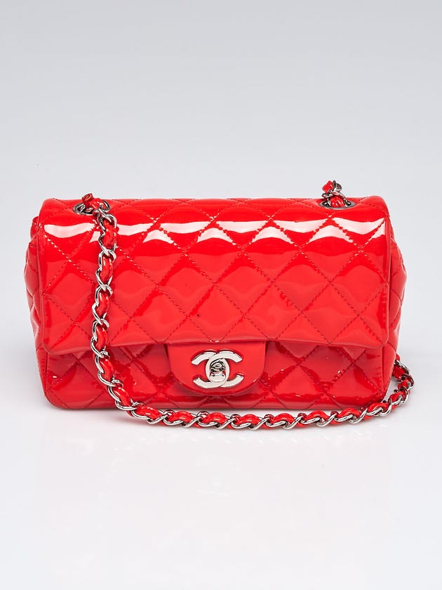 Chanel Red Quilted Patent Leather Classic New Mini Flap Bag