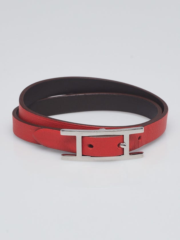 Hermes Bi-Color Capucine/Chocolat Swift Leather Palladium Plated Behapi ...