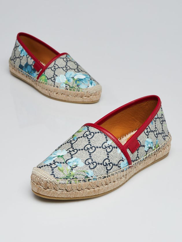 Gucci Beige GG Coated Canvas Blooms Espadrille Flats Size 3.5/34