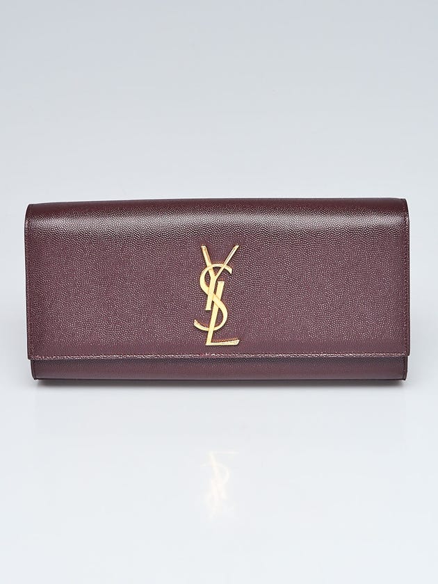 Yves Saint Laurent Bordeaux Pebbled Leather Cassandre Clutch Bag