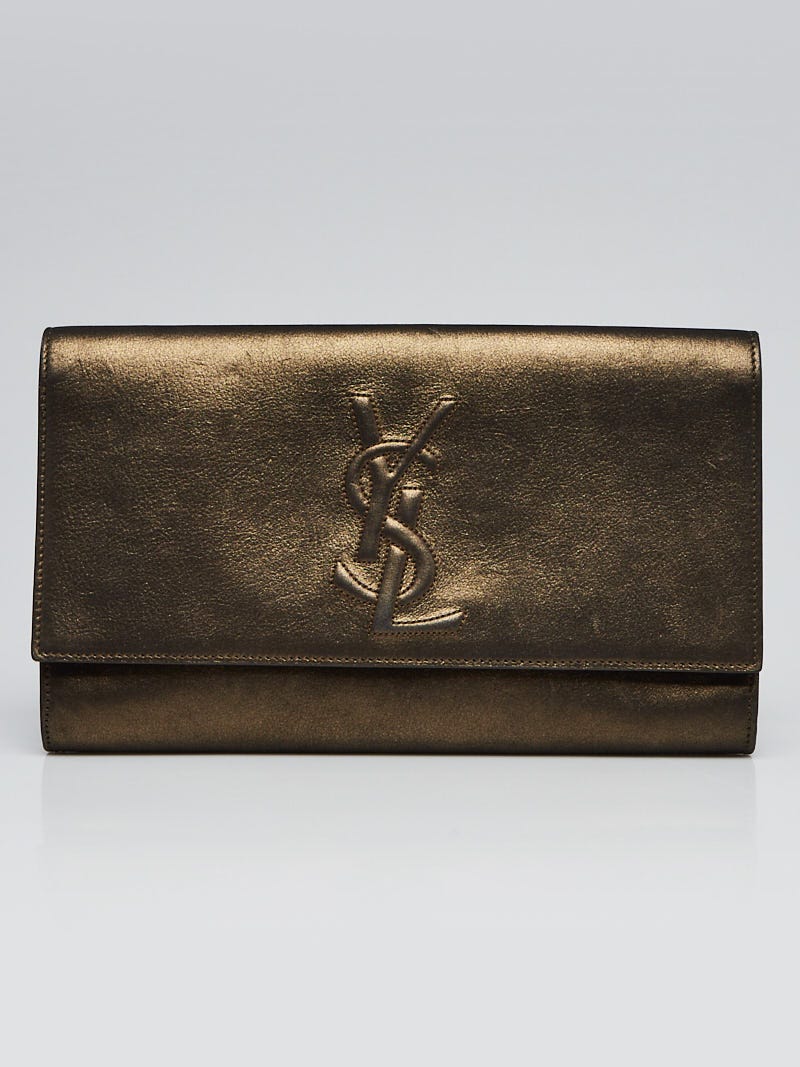 Yves Saint Laurent Gold Distressed Leather Large Belle du Jour 