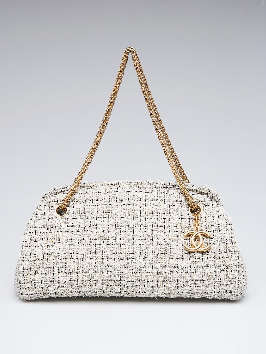 Chanel Ecru Quilted Tweed Just Mademoiselle Bag - Yoogi's Closet