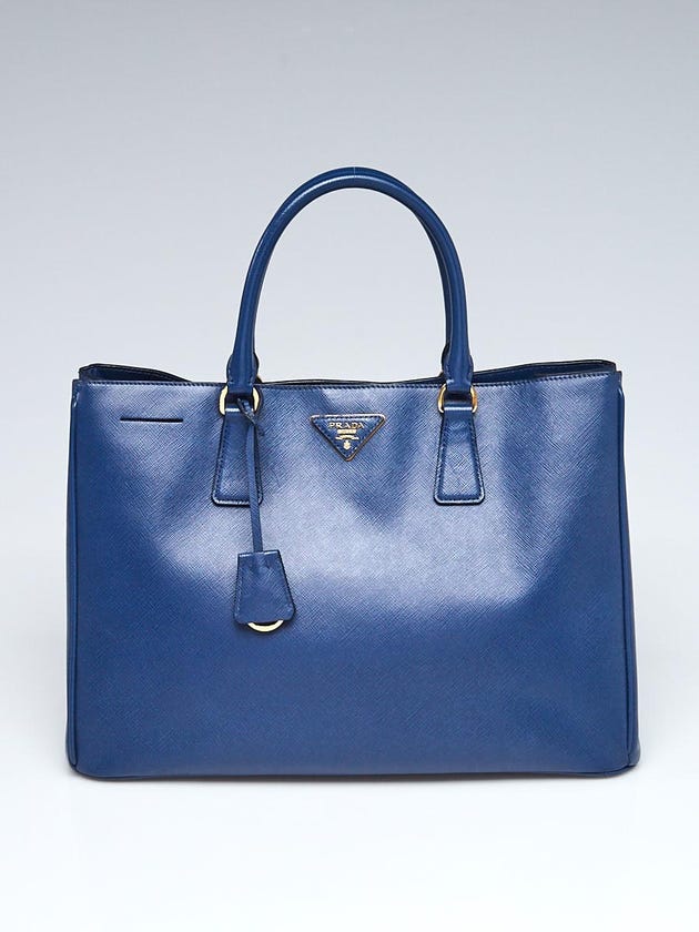 Prada Blue Saffiano Lux Leather Large Tote Bag BN1844