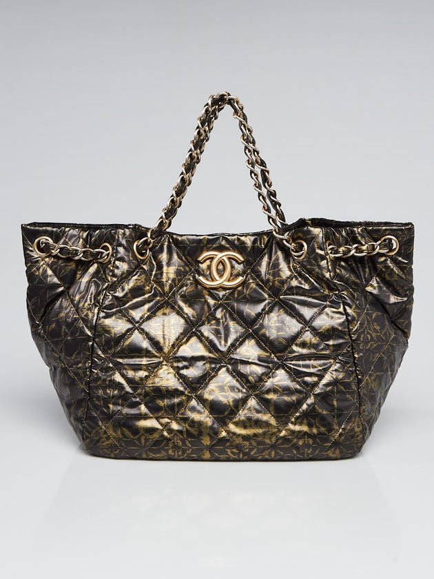 Chanel Black/Gold Kaleidoscope Print Quilted Coated Canvas Tote Bag
