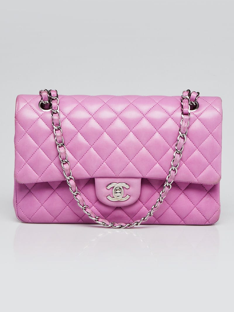 Chanel Purple Quilted Lambskin Leather Classic Medium Double Flap